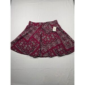 NWT Aeropostale Burgundy Medallion Tile Print Skater Mini Skirt Womens Small